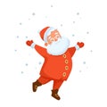 Santa Claus in Red Dancing Under the Snow