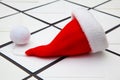 Santa Claus red hat and Christmas envelopes Royalty Free Stock Photo