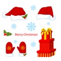 Santa Claus red hat and mittens silhouette