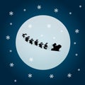 Santa claus and rein deers with moon Royalty Free Stock Photo