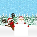 Santa Claus and reindeer with a blank Royalty Free Stock Photo