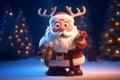 Santa Claus and Reindeer Embrace in Heartwarming 3D Cartoon.GenerativeAI.