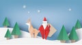 Santa Claus,reindeer and fir-tree for Christmas. Royalty Free Stock Photo