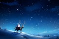 Santa Claus on Reindeer with Giftbox.GenerativeAI. Royalty Free Stock Photo