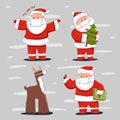 Santa Claus and reindeer in medical mask vector cartoon characters set Royalty Free Stock Photo