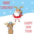 Santa Claus and reindeer photographed vector