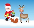 Santa Claus with a reindeer on the roof Royalty Free Stock Photo