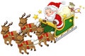 Santa Claus on a reindeer sleigh in Christmas in white isolated Royalty Free Stock Photo