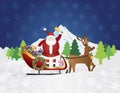 Santa Claus on Reindeer Sleigh with Presents Night Royalty Free Stock Photo