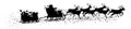 Santa Claus with Reindeer Sleigh and Trailer - Black Vector Silhouette