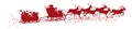 Santa Claus With Reindeer Sleigh And Trailer - Red Vector Silh