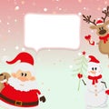 Santa Claus, reindeer, snowman, snow background