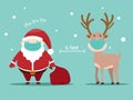 Santa claus and reindeer with surgical mask covid-19 social distancing concept Royalty Free Stock Photo