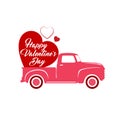Valentine's Vintage Truck with Hearts