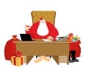 Santa Claus residence. Christmas big boss in Work office. Jobs a