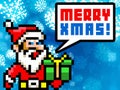 Santa claus retro pixel style xmas greetings card