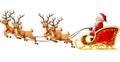Santa Claus rides reindeer sleigh on Christmas Royalty Free Stock Photo