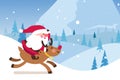 Santa Claus is rides reindeer sleigh Royalty Free Stock Photo