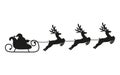 Santa Claus rides reindeer in a sleigh sled. Royalty Free Stock Photo