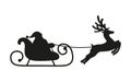 Santa Claus rides reindeer in a sleigh sled. Royalty Free Stock Photo