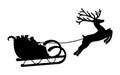 Santa Claus rides reindeer in a sleigh sled. Royalty Free Stock Photo