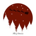 Santa Claus rides in a reindeer sleigh.Vector merry christmas concept, design for web banner, christmas invitattion card. Royalty Free Stock Photo