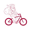 Santa Claus Riding Bicycle Side Cartoon