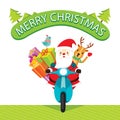 Santa Claus Riding Motorcycle With Reindeer