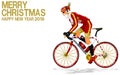 Santa Claus is riding the road bike on transparent background Royalty Free Stock Photo