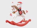 Santa Claus riding rocking horse, Christmas theme elements Royalty Free Stock Photo