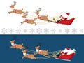 Santa Claus riding a sleigh pulled by three reindeers Royalty Free Stock Photo