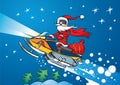 Santa Claus riding on snowmobile