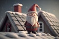 santa claus on the roof of a house. 3d illustration Royalty Free Stock Photo