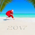 Santa Claus run at palm beach 2017 with Christmas sack Royalty Free Stock Photo