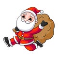 Santa Claus running with the bag of the presents Royalty Free Stock Photo