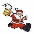 Santa claus running with a beer mug in hand Royalty Free Stock Photo