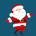 Santa Claus is running or dancing. Winter funny and charming character design. Christmas illustration.
