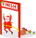 Santa Claus running finish line