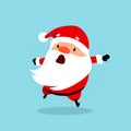 Santa Claus runs quickly, hurrying. Christmas vector illustration. Element from the New Year`s collection of characters