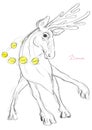 Santa Claus`s reindeer Dancer drawing Royalty Free Stock Photo