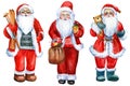 Santa Claus set, Christmas watercolor illustration Royalty Free Stock Photo