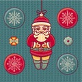 Santa Claus. Set of color Christmas toys. Royalty Free Stock Photo