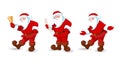 Santa Claus. Set of various Santa Clauses with bell and letter