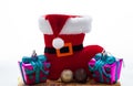 Santa claus shoe and gift Royalty Free Stock Photo