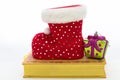 Santa claus shoe and gift Royalty Free Stock Photo