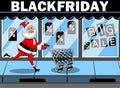 Santa Claus shopping running empty cart black friday sale Royalty Free Stock Photo