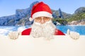 Santa claus showing a blank billboard Royalty Free Stock Photo