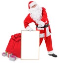 Santa claus shows blank white board Royalty Free Stock Photo