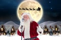 Santa claus singing christmas song in microphone Royalty Free Stock Photo