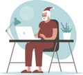 Santa Claus is sitting and using laptop, connecting to people around the world. Christmas online shopping concept. Video